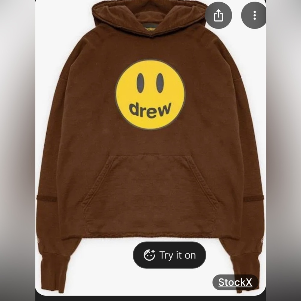 Drew Brown Hoodie with Yellow Smiley Logo
